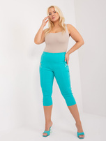 Hurt Turkusowe spodnie rybaczki plus size bez zapięcia