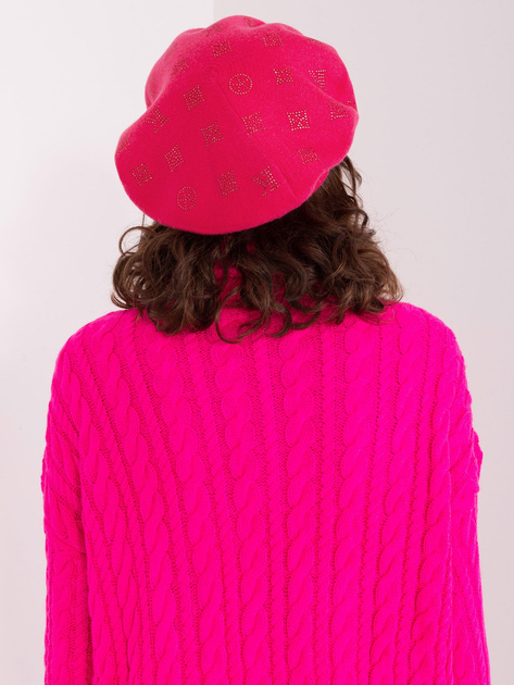 Hurt Fuksjowy beret z kaszmirem