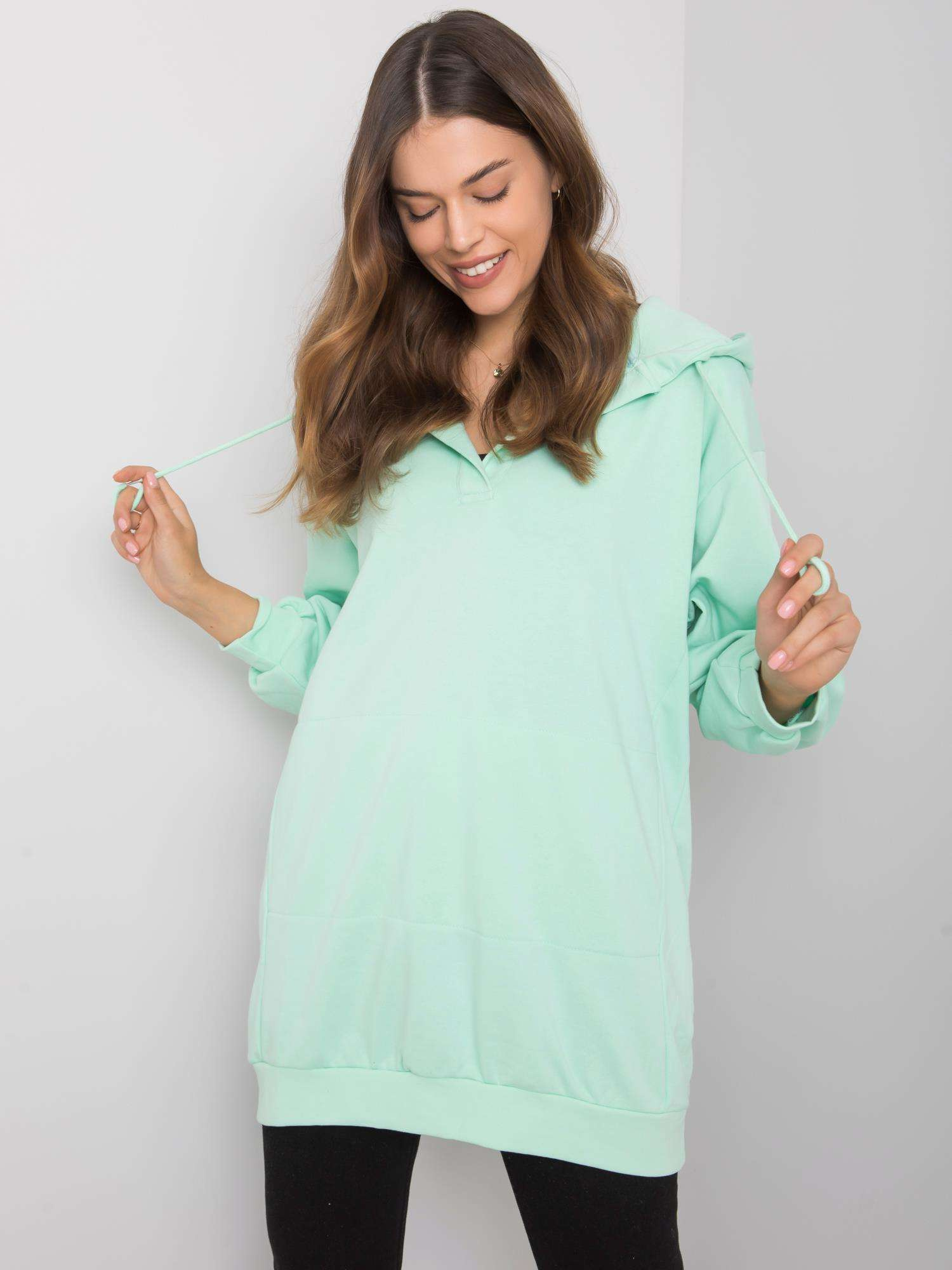 Miętowa bluza z kapturem Olive
