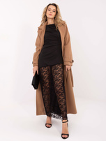 Czarna maxi sukienka z koronkowym dołem