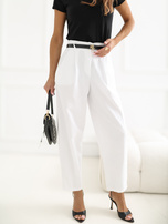 Białe sztruksowe spodnie z kieszeniami RUE PARIS