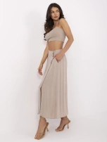 Ciemnobeżowa mdi spódnica z wiskozy FRESH MADE