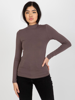 Hurt Ciemnobrązowa bluzka basic z golfem Cassie RUE PARIS