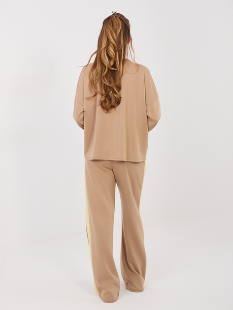Ciemnobeżowy komplet z szerokimi spodniami RUE PARIS