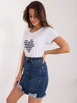 Hurt White-navy blue t-shirt with heart print BASIC FEEL GOOD.