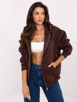 Ciemnobrązowa rozpinana bluza z kapturem