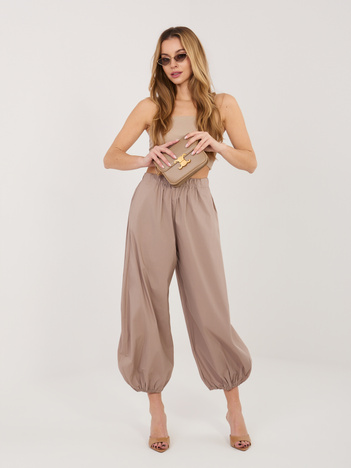 Ciemnobeżowe luźne spodnie parachute RUE PARIS 