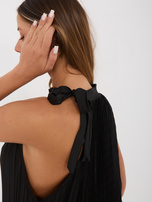 Czarna plisowana sukienka z falbaną RUE PARIS 