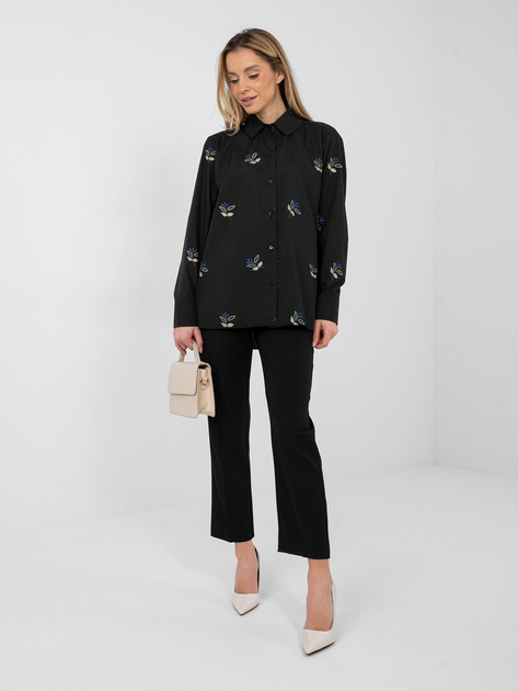 Czarna bawełniana koszula z haftem