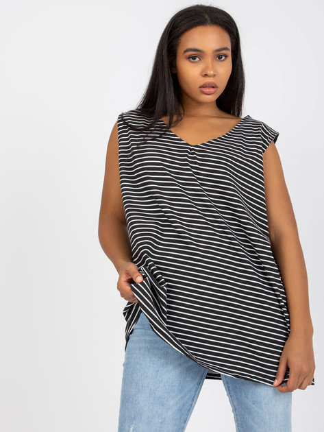 Hurt Czarno-biały luźny top plus size