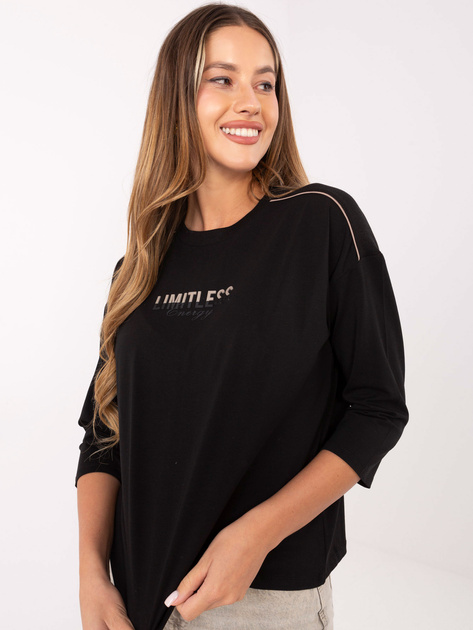 Czarna casualowa bluzka z bawełny 