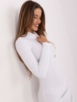 Biała prążkowana sukienka z golfem RUE PARIS 