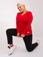 Hurt Czerwona bluzka plus size z okrągłym dekoltem