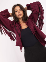 Bordowa zamszowa kurtka z kołnierzykiem