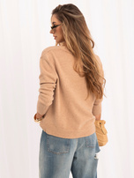 Camelowy rozpinany sweter o kroju oversize 