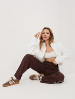 Czekoladowe dresowe spodnie z wysokim stanem