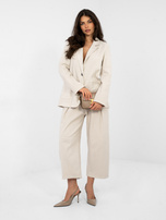 Jasnobeżowa jeansowa marynarka z zapięciem na guzik RUE PARIS 