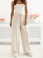 Jasnobeżowe letnie spodnie wide leg 