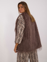 Hurt Ciemnobrązowa kamizelka futrzana zapinana na haftki