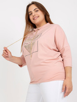 Brudnoróżowa codzienna bluzka plus size z bawełny 