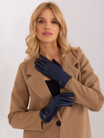 Hurt Granatowe rękawiczki ze skórą ekologiczną