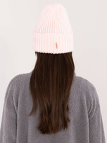 Hurt Jasnoróżowa dzianinowa czapka damska RUE PARIS