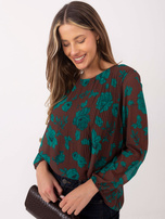 Brązowo-zielona bluzka plisowana Liana 