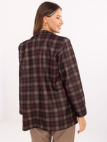 Brązowo-camelowa marynarka z zapięciem na guzik