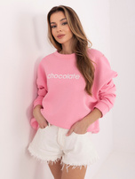 Pastelowa różowa ocieplana bluza z bawełny RUE PARIS 