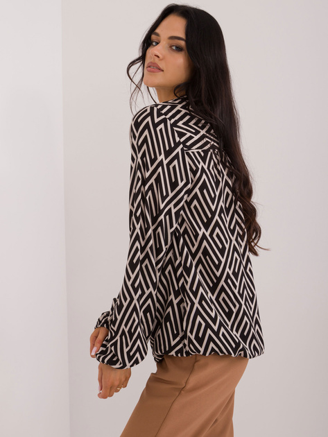 Hurt Czarna wiskozowa bluzka we wzory SUBLEVEL