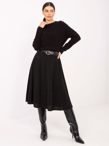 Czarna spódnica o prążkowanej fakturze RUE PARIS