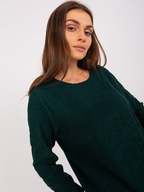 Hurt Ciemnozielony damski sweter klasyczny z bawełną