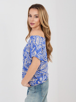 Ciemnoniebieska letnia bluzka z krótkim rękawem SUBLEVEL 