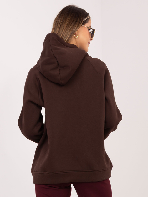 Czekoladowa ocieplana bluza kangurka z kapturem RUE PARIS