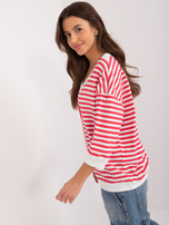 Hurt Czerwono-biała casualowa bluzka z rękawem 3/4