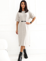 Beige midi dress made of knitwear.
