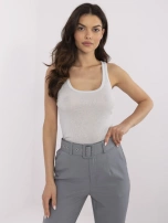 Szary damski top z okrągłym dekoltem 