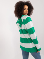 Hurt Zielono-biały rozpinany sweter z kieszeniami