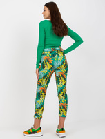 Zielone wzorzyste spodnie dresowe z kieszeniami 