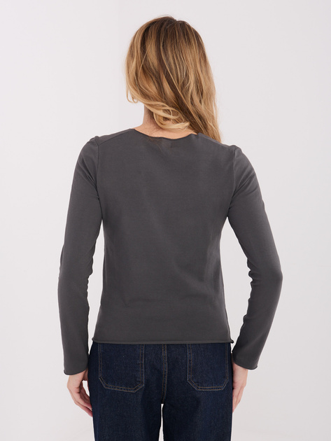 Grafitowa bluzka basic z długim rękawem