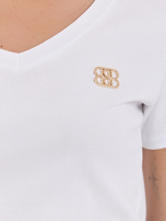 Biały dopasowany t-shirt z bawełny 