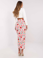 Hurtownia Ecru-czerwona midi spódnica z rozcięciem