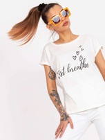 Ecru women's t-shirt with the inscription Pola MAYFLIES