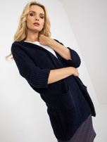 Hurtownia Granatowy luźny kardigan z kieszeniami RUE PARIS 