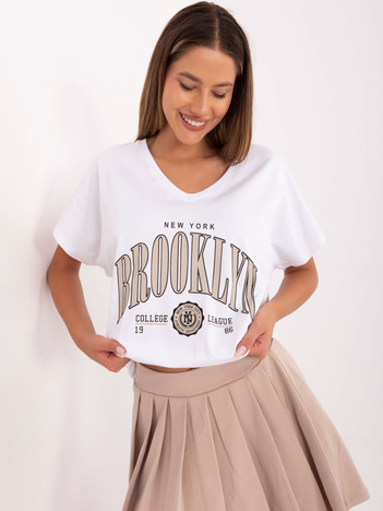 Biało-beżowy komplet ze spódnicą mini