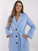 Jasnoniebieski jednorzędowy płaszcz z kieszeniami