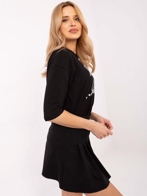 Hurt Czarna casualowa bluzka z aplikacją z dżetów