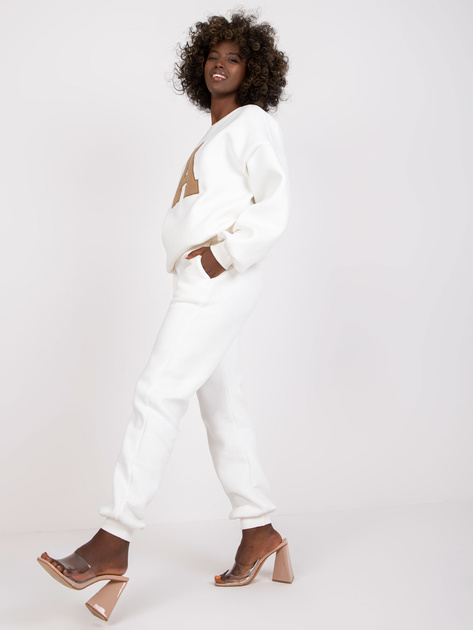 Ecru bawełniany komplet dresowy z kieszeniami Edvige