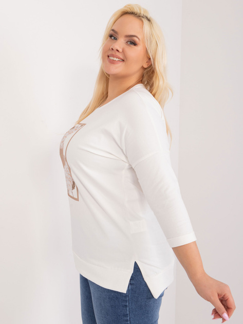 Hurt Ecru casualowa bluzka plus size z nadrukiem