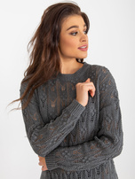 Hurt Ciemnoszara sukienka dzianinowa w ażurowy wzór